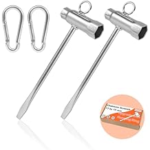 Chainsaw Wrench, 2 Pack Chainsaw Scrench Tool with Anti-Loss Hanging Ring, 13x19mm & 1/2" x3/4" T Wrench Combination Spanner Accessories
