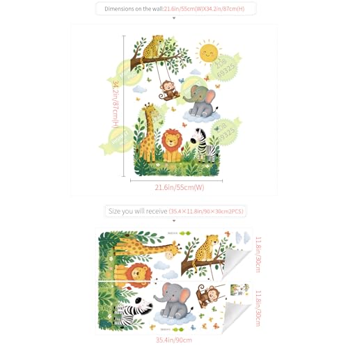 Vinilo Decorativo de Animales de Jungla Cartoon 2 Piezas miniatura 2