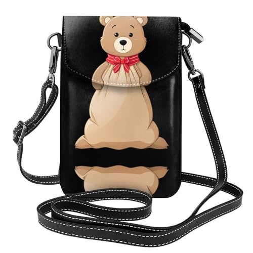 Sac pour téléphone portable en cuir et imprimé ours idéal pour le camping
