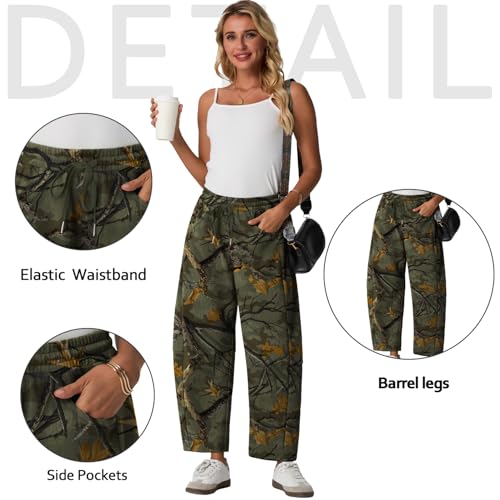 Image of Lepunuo Barrel Sweatpants Women Casual Baggy Elastic Waisted Pants Wide Leg Gym Trousers with Pockets