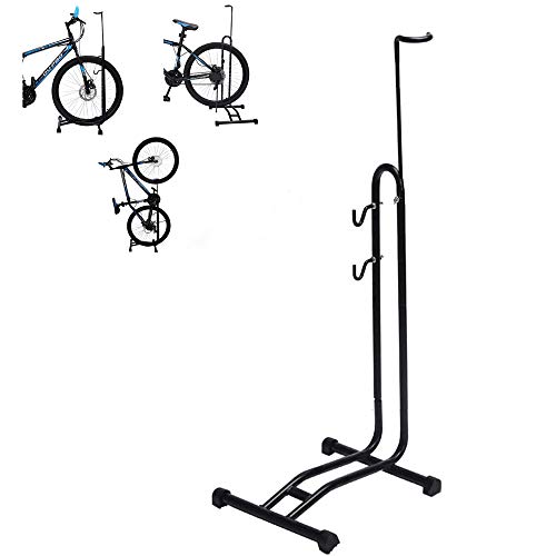 NBCDY 3-In-1 Bicycle Floor Parking Rack Stand, Vertical Parking Stand,Bike Repair Stand, for Mountain and Road Bike Indoor Outdoor Nook Garage Storage