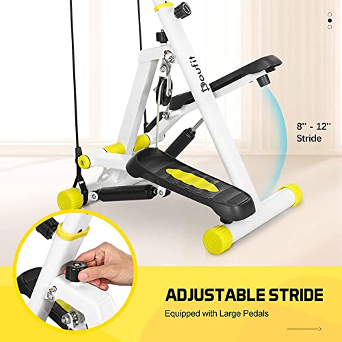 Steppers for Exercise Machine, Doufit ST-01 Foldable Stair Step Machine Exerciser for Home Use with Resistance Bands and Handle Bar, 220 Lbs Capacity (Adjustable Stride) (Unadjustable Resistance)