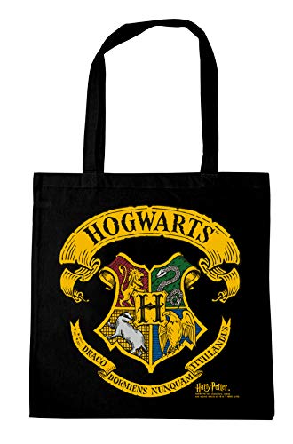Logoshirt Harry Potter I Hogwarts I Logo I Baumwolltasche I schwarz I Lizenziertes Originaldesign