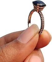 Vista 1 de SilverDia - Anillo de compromiso de 2 quilates con diamantes de ónix negro con doble halo oculto, anillo de compromiso delicado de media eternidad