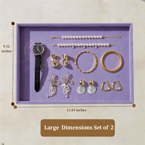 Image of Large Velvet Jewelry Tray Display Drawer Inserts 2 Pack
