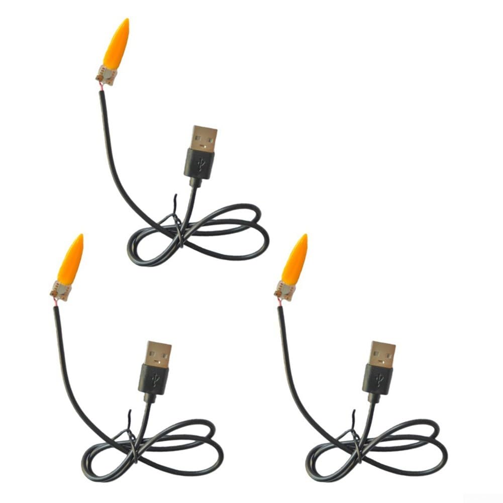 3 Pack USB Flame Lamp Circuit Board, 5V Realistic LED Flickering Candle Light For Party Bar Cafe Camping Decor