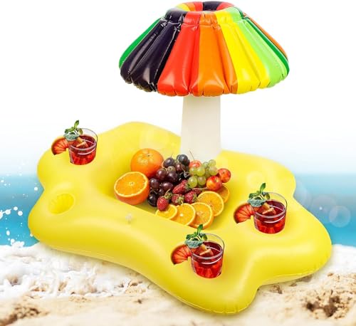 Image of NYRWANA Inflatable Cloud Tray Bar Cup Drink Holder Container Party Swimming Pool Toy Floating Portable Buffet Ice Serving Drinks Salads Foods Fruits