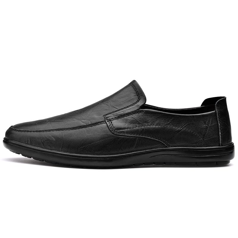 Loafers for Men Round Toe Faux Leather Loafer Shoes Flat Heel Slip Resistant Flexible Prom Casual Slip-ons2