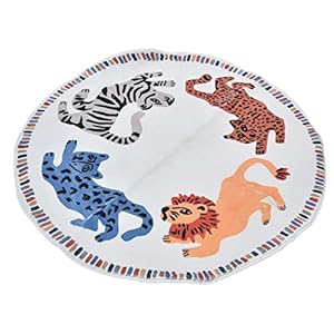 Ronde kindertapijt, felle kleur, gemakkelijk schoon te maken en herbruikbare grote babytapijten voor speelruimte Cartoon dierenpatroon voor slaapkamer voor woonkamer(Cartoon diermodellen)