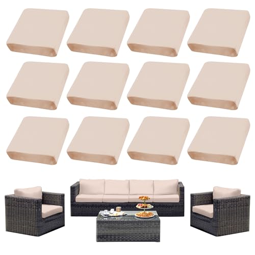SUKAIKEQA Outdoor Cushion Covers Set,12PCS Patio Furniture Couch Seat Slipcovers, Replacement for Sofa Sectional Chair(Cover，Only)