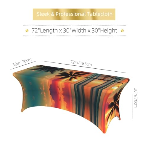 Nappe lavable élasthanne motif tropical housse extensible table 1.8m