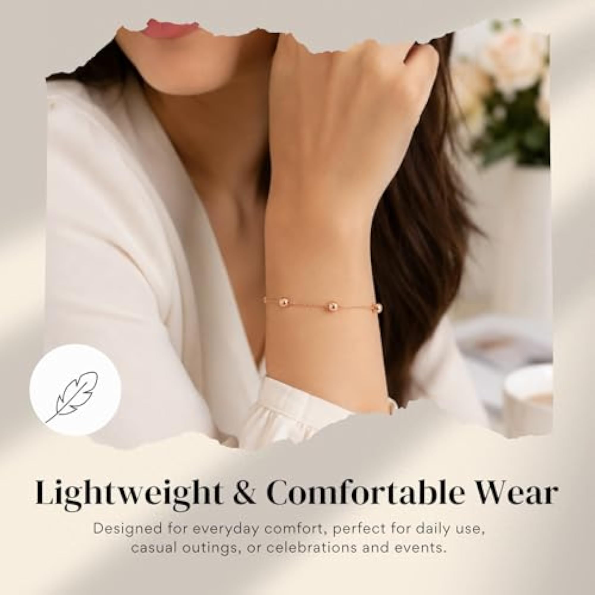 Women's 925 Sterling Silver Rose Plated Ball Bracelet