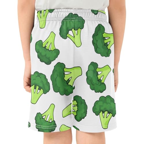 J JOYSAY Cartoon Broccoli Florets White Boys Athletic Shorts Kids Youth Casual Shotrs with Elastic Waistband Pockets3