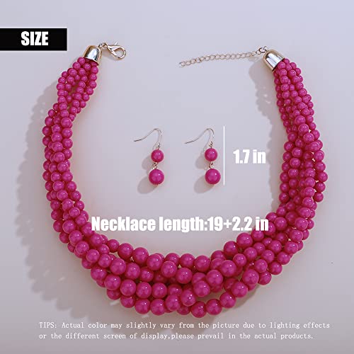 Aimimier ANG-NECKLACE-783 1920S Multi Strand Braided Beads Cluster Choker Necklace Acrylic Twisted Necklace Costume Jewelry thumb #3