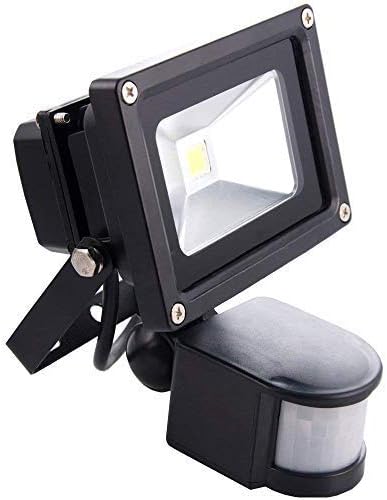 Sourcing4U Limited 10w LED Floodlight in Black, with PIR (Cool White), Metal, 10 W [Energy Class A+]