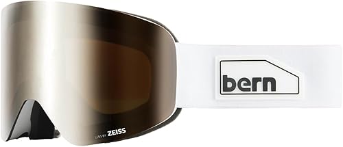 Bern B-1 - Gafas de nieve blancas de ajuste grande para hombres y mujeres, cambio magnético, lente doble Zeiss Sunny y Cloudy con bolsa de gafas de