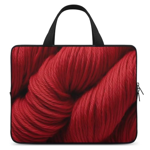 Sac ordinateur portable 17 pouces en laine rouge unisexe avec bandoulière