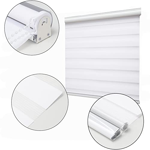 QiBoYuYe Day Night Blind Zebra Roller Blinds Blackout Window Curtain For Bedroom Door Windows Aluminium Cassette Translucent Vision Curtains (White Width 65cm X Height 150 cm) - Image 4