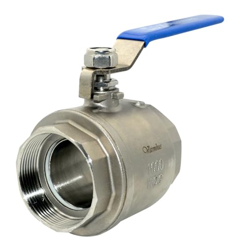 VARMHUS NPT Female 316 Stainless Steel Full Port Ball Valve Vinyl Handle WOG1000 (2") by VARMHUS - Used condition - Image 3