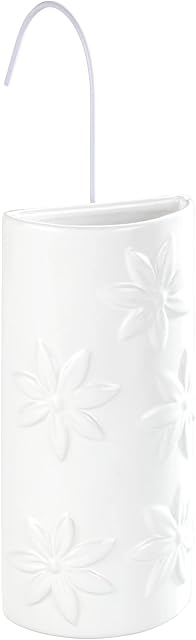 WENKO Saturator with Flowers Motif - Humidifier with Floral Decoration for Radiator, Ceramic, 9 x 19.5 x 4 cm, White