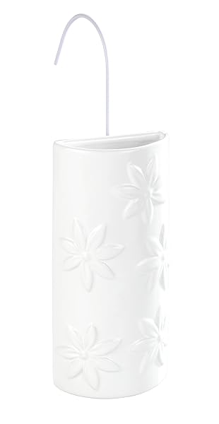 Wenko Umidificatore con motivo Fiori ceramica - Umidificatore per ambiente con ornamento floreale, adatto per il radiatore, Ceramica, 9 x 19.5 x 4 cm, Bianco