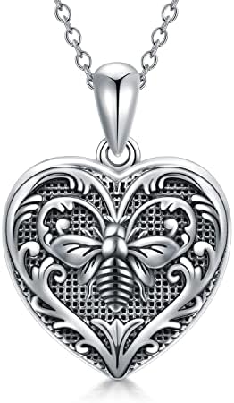 SOULMEET Heart Shape/Round Sterling Silver Locket Necklace that Holds Picture Photo Locket Necklace Jewelry Gift for Women Girls Birthday Mothert's Day