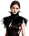 Produktbild keland Gothic Feder Umhang Schal Bolero Kragen Federumhang Federkragen Federjacke Schultertuch Schulterumhang mit Choker Collar Halloween-Kostüm (Schwarz)