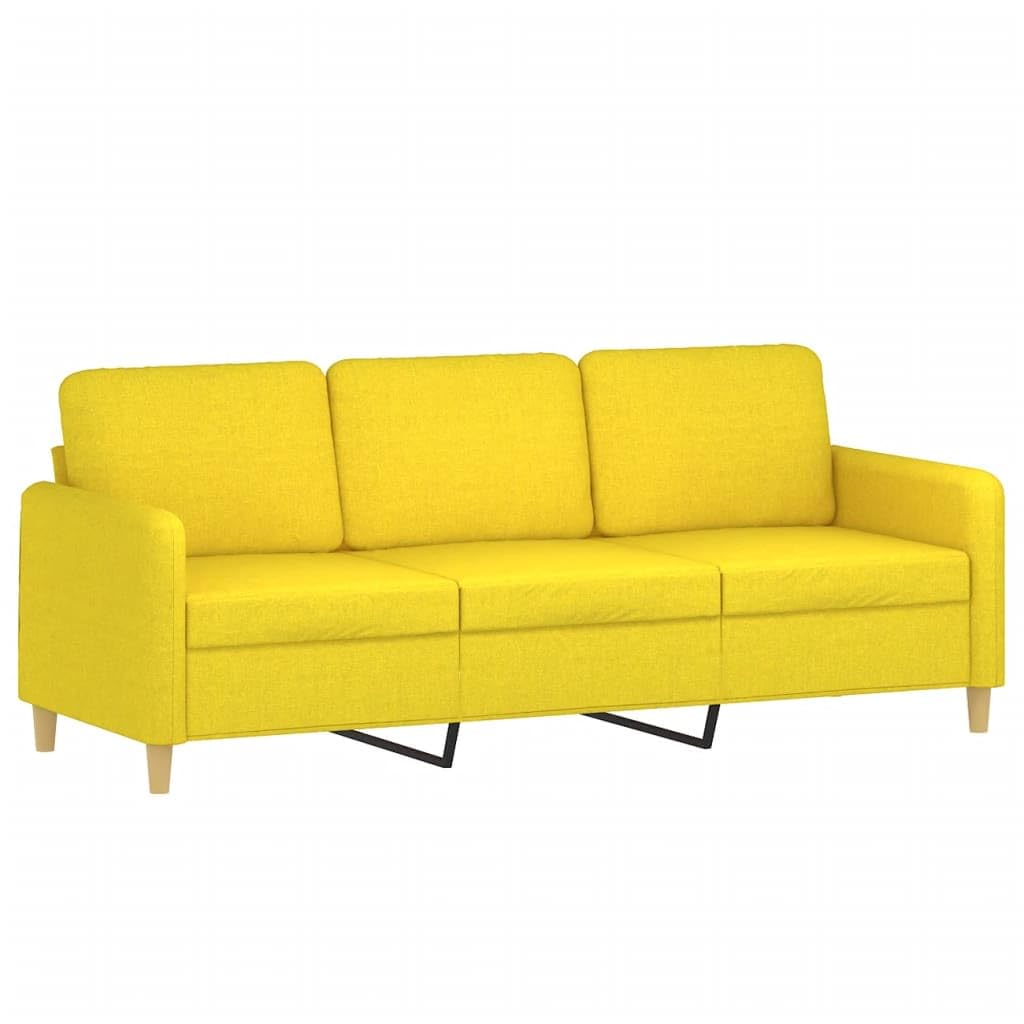3-częściowy zestaw tapicerowany z poduszkami, jasnożółty materiał, sofa narożna, sofa do spania, dwuosobowa zestaw wypoczynkowy, funkcja relaksu, miejsce do przechowywania