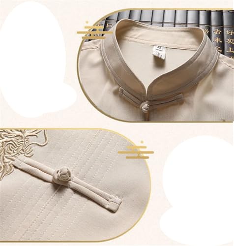 Chinese Style Embroidery Set Men's Stand Collar Shirt and Pants Loose Casual Two-Pieces Outfits3