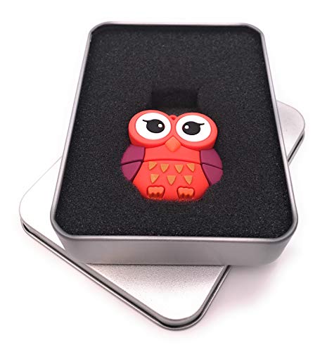 Clé USB 3.0 hibou rouge 64 Go idée cadeau originale avec sa boîte en aluminium