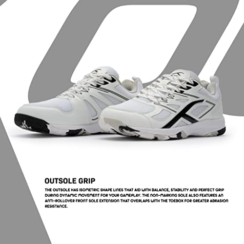 Image of Hundred XOOM Non-Marking Cushion Badminton Shoe (White /Black, 4UK)