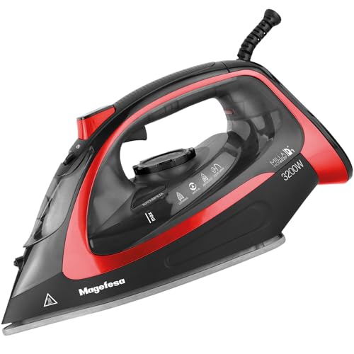 Magefesa Milla Plus - Plancha de Suela Cerámica, 3200W, 300ml, Antigoteo y Antical, Autolimpieza, Planchado en Seco y en Vapor, Planchado Vertical