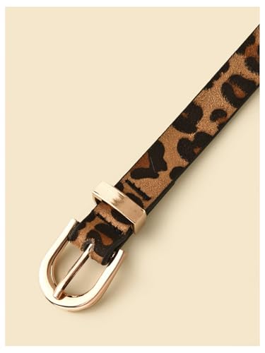 COZYEASE Women's Leopard Print Belt PU Leather Waist Belts Metal Buckle Y2k Skinny Belt3