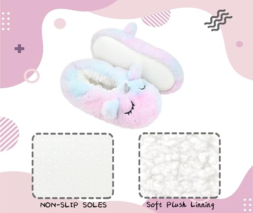 DICUIRD Kid's Animal Slipper Socks, Cartoon Cozy Fleece Indoor Kids Slipper, Fluzzy Warm Bedroom Shoes3