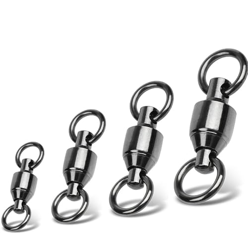 GERUITE Fishing Barrel Swivels Saltwater Small Ball Bearing Swivel Heavy Duty Stainless Steel Swivels Freshwater Fish Tackle Size0 (10pack)