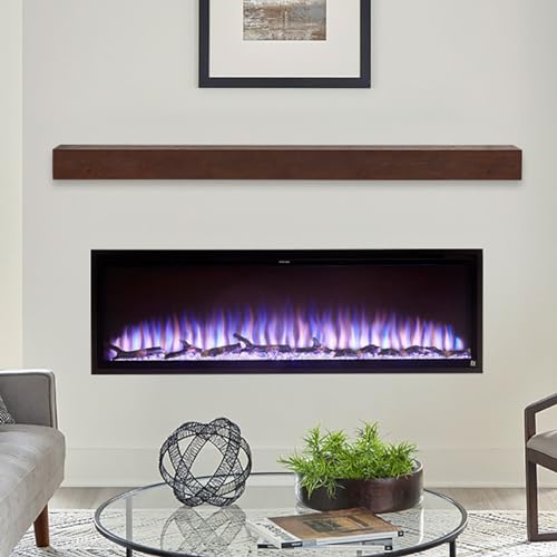 Image of Touchstone Floating Fireplace Mantel Shelf - Solid Wood Wall-Mounted Mantel - Rustic Farmhouse Style 72 Inch - Espresso Finish