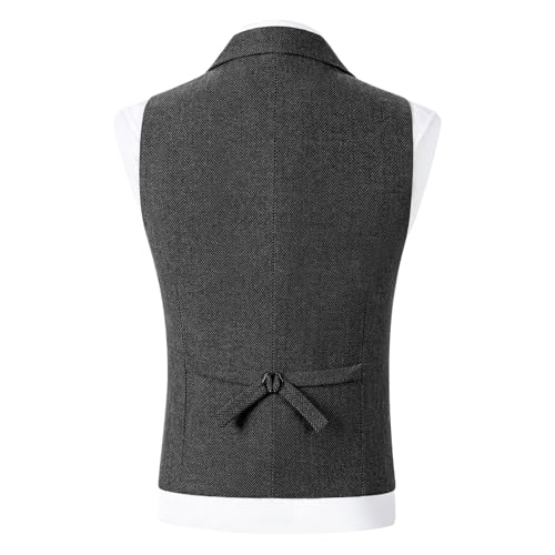 Men's Casual Business Vests Lightweight Wedding Waistcoat Slim Fit Notch Neck Vest with Pockets for Suit or Tuxedo3