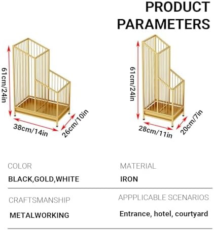 Large-Capacity Metal Umbrella Stand - Stylish Black Indoor Holder for Home, Office, and Hotel Entryway Decor (38x26x61cm / 14x10x24in)