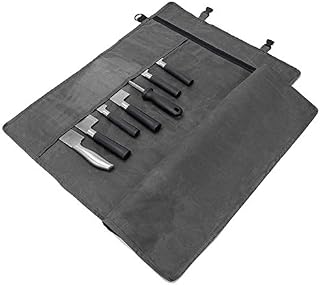 Chefs Knife Roll Bag, 12OZ Waxed Canvas Knife Bag, Knife Case Storage Tote, 11 Slots Tool Roll Cutlery Tool Case for Camping Hiking