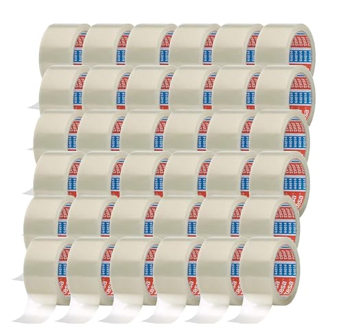 tesa tesapack 64014 - Geräuscharmes 66 m Paketklebeband zum Verpacken von Paketen und Versandschachteln - transparent - (36 Rollen, Single)
