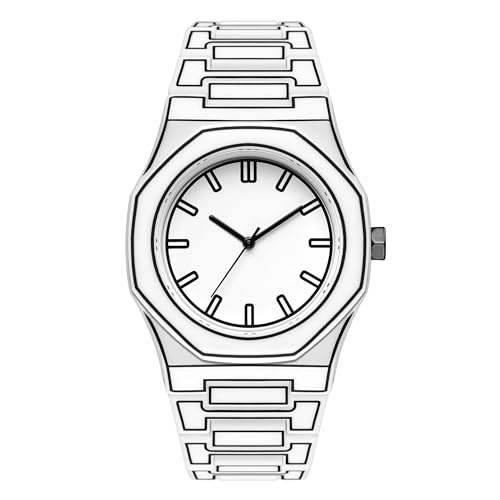 Image of Shocknshop Minimalist Creative Sketch Design Black Analog Plastic Chain Strap Wrist Watch for Men Boys -WCH375