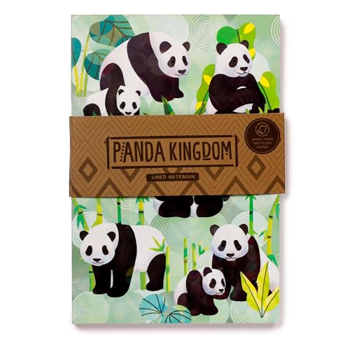Puckator Panda Kingdom Recycled Paper A5 Notebook - School Teacher Student Homework Study Planner Notepad - Collage University Essentials Journals Planners - Jotter Uni Gifts Stationery Supplies