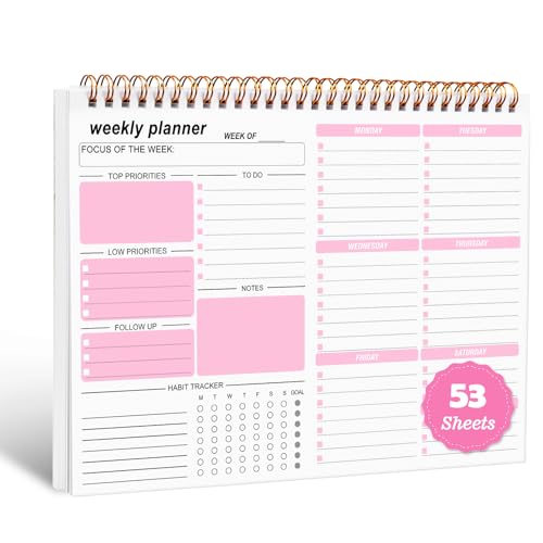 Weekly Planner Pad, 53 Page Tear Off To Do List Pad, B5 Weekly Pl...
