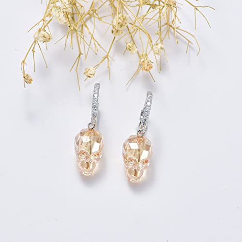 Seiyang Skull Earrings Sterling Silver Skull Rose/Hand/Crown/Cyberpunk/Samurai Drop Earrings for Women Men (with Gift Box)4