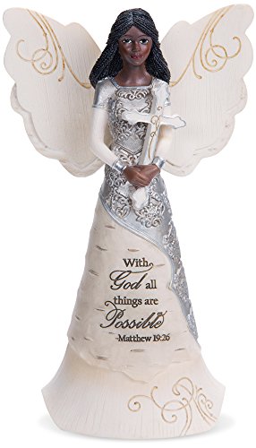 Pavilion Gift Company 82382 with God All Things are Possible Ebony Angel Figurine, 6-1/2'