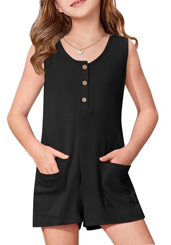 BesserBay Big Girls Summer Rib Knit Button Down...