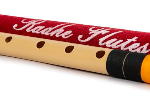 Image of Radhe Flutes | A Natural Right Handed Base Bansuri | Black & Orange| Tuned With Tanpura A=440Hz | PVC Flute + Velvet Cover + Hindi & English Flute Lessons