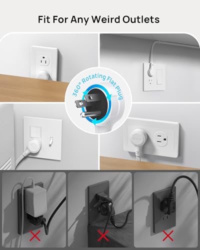 Image of TROND 360 Rotating Plug Surge Protector Power Strip with USB C PD20W, White | 6 Widely Spaced Outlets, 1440J Surge Protection, Wall-Mountable Design, 10ft Flat Extension Cord for Home Office Dormitory