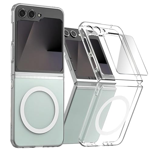 Deekeewe for Samsung Galaxy Z Flip 7 FE 5G Magnetic Case,Slim Thin Phone Case with Screen Protector [Compatible with Magsafe],Shockproof Protective Bumper Cover for Galaxy Z Flip 7 FE 2025,Clear