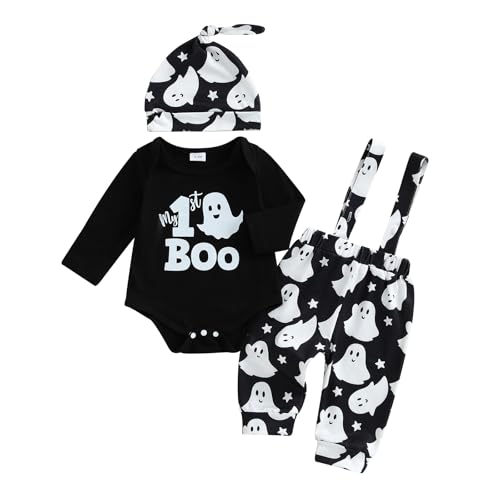 Image of BeQeuewll Newborn Baby Boy Mardi Gras Outfit Letters Print Romper Striped Suspender Pants Overalls 3pcs Carnival Clothes Set